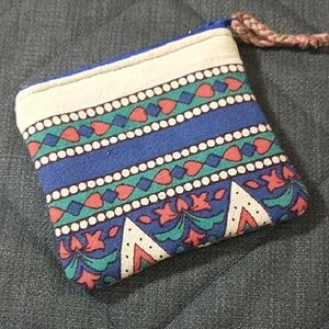 Blue Patterned Women's Wristlet Pouch